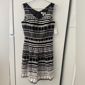Dressbarn Black and White Geometric Midi Dress
